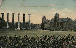 View of Campus Showing Columns, Law and Chemistry Buildings, University of Missouri Postcard