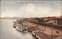 The Levee and New Free Bridge St. Louis, MO Postcard Postcard Postcard