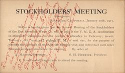 Stokholders Meeting Announcement Postcard