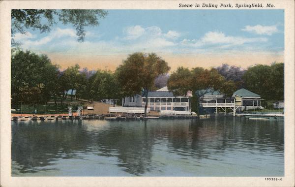 Scene in Doling Park Springfield, MO Postcard