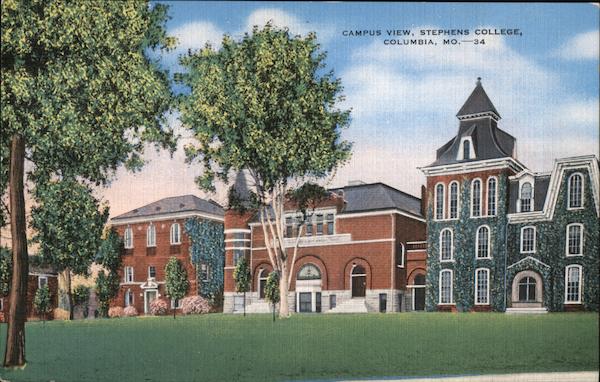 Campus View, Stephens College Columbia, MO Postcard