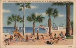 Spa Bathing Beach and Recreation Pier on Tampa Bay, "The Sunshine City" St. Petersburg, FL Postcard Postcard Postcard