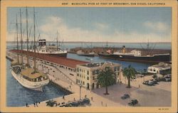 Municipal Pier at Foot of Broadway San Diego, CA Postcard Postcard Postcard