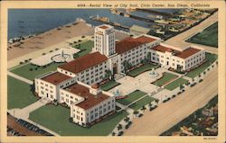 Aerial View of City Hall, Civic Center San Diego, CA Postcard Postcard Postcard