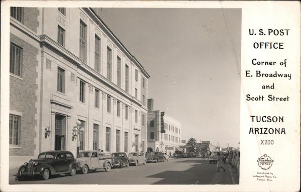 . Post Office Corner of E. Broadway and Scott Street Tucson, AZ Postcard