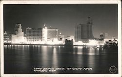 Long Beach, Calif., at Night from Rainbow Pier Postcard