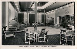 First Class Salon R.M.S. Queen Elizabeth Postcard