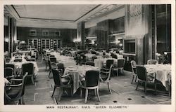 Main Restaurant R.M.S. Queen Elizabeth Postcard