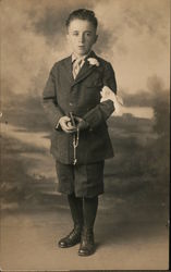 Young Boy in Suit, Confirmation/First Communion Postcard