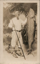 Man with Large Fish Miami, FL Postcard Postcard Postcard