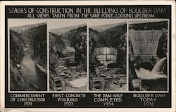 Stages of Construction in the Building of the Boulder Dam Boulder City, NV Postcard Postcard Postcard