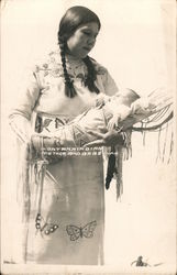 Montana Indian Mother and Baby Native Americana Postcard Postcard Postcard