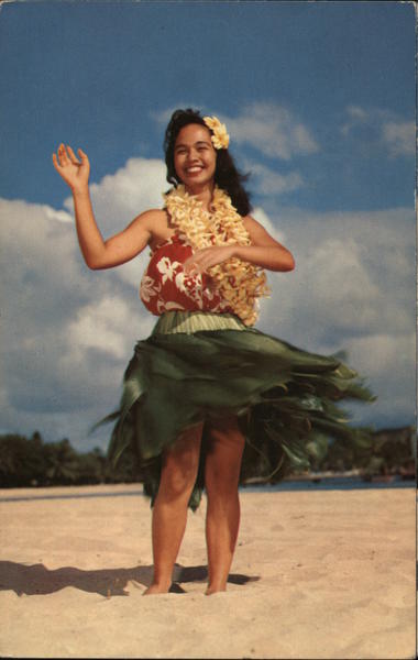 Lovely Hawaiin Hula Maiden Sways to an Island Melody Women R. Wenkam ...