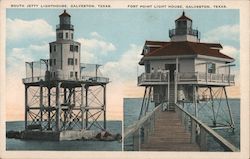 South Jetty Lighthouse, Fort Point Light House Galveston, TX Postcard Postcard Postcard