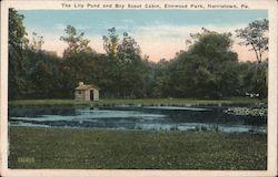 The Lily Pond and Boy Scout Cabin, Elmwood Park Norristown, PA Postcard Postcard Postcard