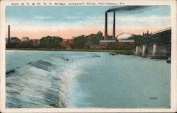 Dam at P. & W. R.R. Bridge, Schuylkill River Norristown, PA Postcard Postcard Postcard