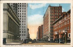 Looking West on 4th Street From Cincinnati Tulsa, OK Postcard Postcard Postcard