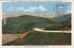 A Steep Climb near Martin's Point, On the Ridge Route California Postcard Postcard Postcard