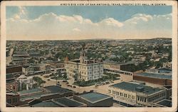 Bird's Eye View of San Antonio (South) City Hall in Center Texas Postcard Postcard Postcard