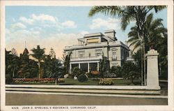 John D. Spreckel's Residence Postcard