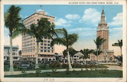 Alcazar Hotel and News Tower Miami, FL Postcard Postcard Postcard