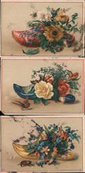 Lot of 3 Trade Cards: Flowers in Shoes/Clogs Trade Card