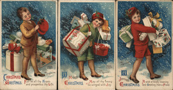 Lot of 3: Children with Presents Postcard