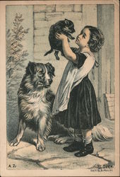 Girl with Dog and Puppy: Dr. Fenner's Gemran Eye-Salve Trade Card