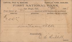 Correspondence Card: First National Bank Postcard