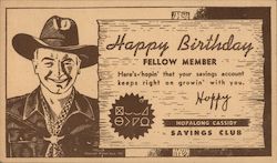 Hopalong Cassidy Savings Club Happy Birthday Fellow Member Postcard