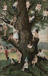 Children in Tree Postcard