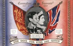 Coronation Souvenir - King George VI & Queen Elizabeth Postcard