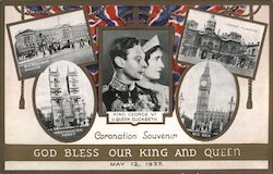 Coronation Souvenir: God Bless Our King and Queen Royalty Postcard Postcard Postcard