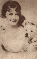 Snapshot of Woman and Dog Postcard