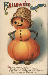 Halloween Greeting Owls A Hooting In The Tree, Pumpkings Making Faces Mean, And Lots of Things That You Can't See Postcard