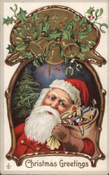 Christmas Greetings Santa Claus Postcard Postcard Postcard