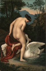 Nude Woman (Leda) With Swan Postcard