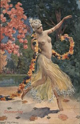 Topless Woman Sommertag Postcard