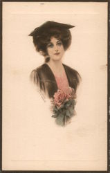 Gibson Girl in Graduation Robe & Hat Postcard