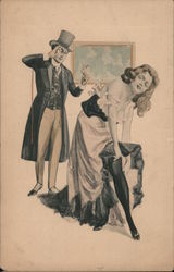 Man Watching Woman Dress Postcard