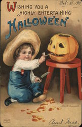 Wishing You A Highly Entertaining Hallowe'en Halloween Ellen Clapsaddle Postcard Postcard Postcard