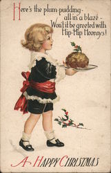 A Happy Christmas Here's The Plum Pudding All In A Blaze Won't It Be Greeted With Hip-Hip Hoorays! Postcard