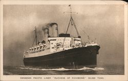 Canadian Pacific Liner "Duchess Of Richmond" 20,000 Tons Postcard