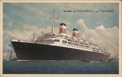 The New S.S. Independenc and S.S. Constituion New Twin-Sister Express Ships of American Export Lines Postcard