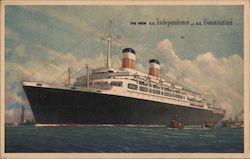 The New S.S. Independenc and S.S. Constituion New Twin-Sister Express Ships of American Export Lines Postcard