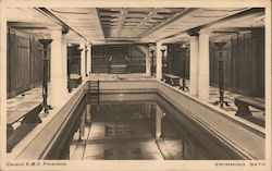 Cunard R.M.S. Franconia Swimming Bath Postcard