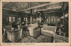 Class de Luxe Reading Room, S.S. Roma, Italian Mercantile Marine Postcard