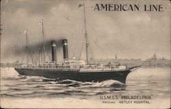 American Line U.S.M.S.S. Philadelphia Passing Netley Hospital Postcard