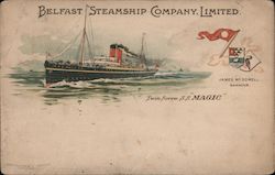 Belfast Steamship Company, Limited. Twin Screw S.S. Magic Steamers Postcard Postcard Postcard