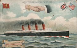 One Tongue, One Purpose R.M.S. Mauretania Pride of the Ocean Steamers Postcard Postcard Postcard